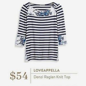 Stitch Fix Women’s Loveappella Denzi Raglan Knit Top; Striped & Floral; Size XS